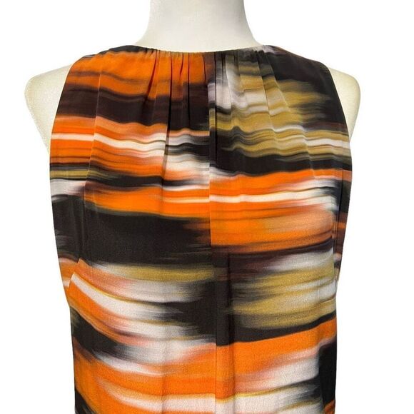 AKRIS PUNTO Size Small 4 Sleeveless Bateau Neck Pleated Shift Dress Multicolor - Picture 2 of 13